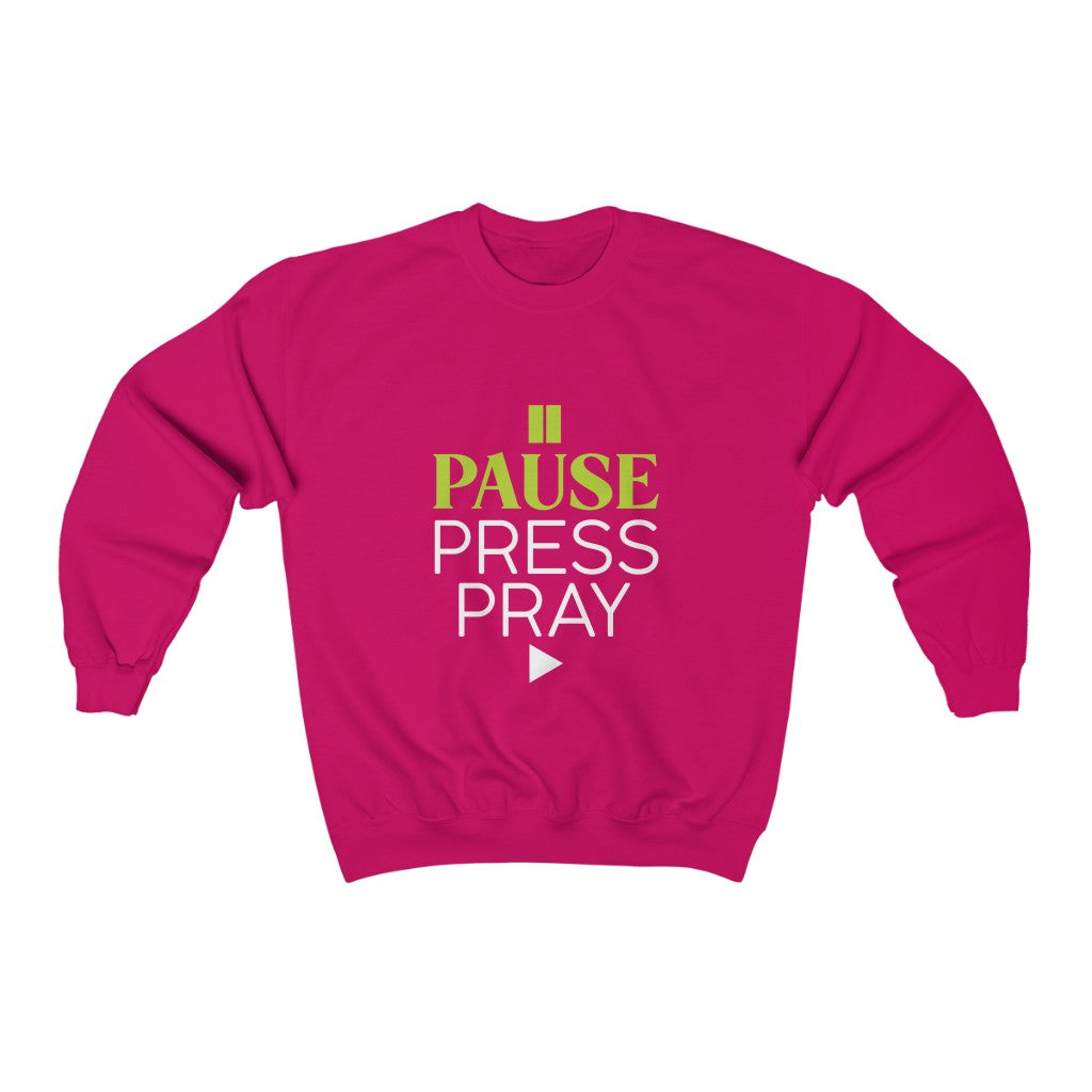 Pause, Press Pray - Unisex Heavy Blend™ Crewneck Sweatshirt
